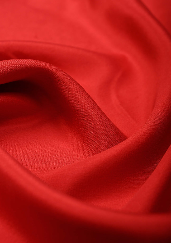 Red Mysore Silk Saree with Contrast Zari Border | SILK MARK CERTIFIED