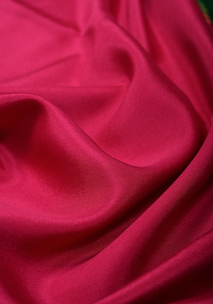 Magenta Mysore Silk Saree with Contrast Zari Border | SILK MARK CERTIFIED