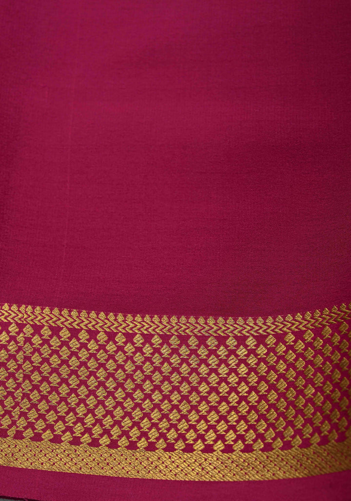 Turquoise blue Mysore Silk Saree with Contrast Zari Border | SILK MARK CERTIFIED