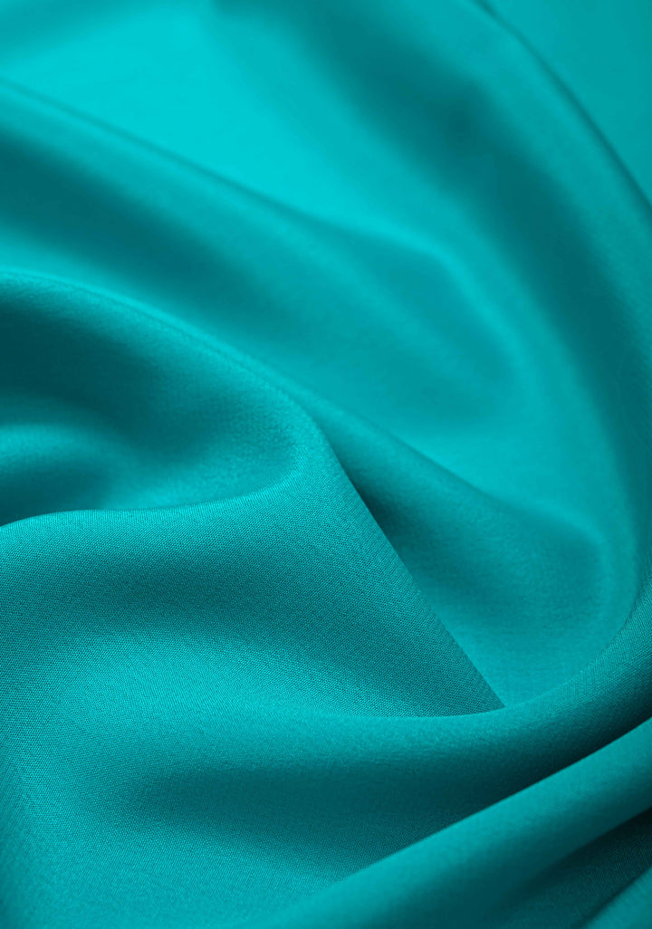 Turquoise blue Mysore Silk Saree with Contrast Zari Border | SILK MARK CERTIFIED