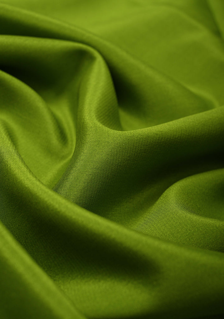 Sap Green Mysore Silk Saree with Contrast Zari Border | SILK MARK CERTIFIED