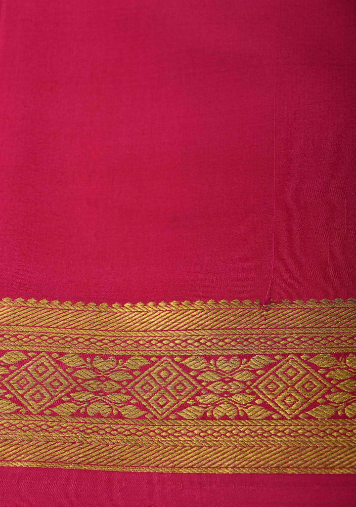 Dark Purple Mysore Silk Saree with Contrast Zari Border | SILK MARK CERTIFIED
