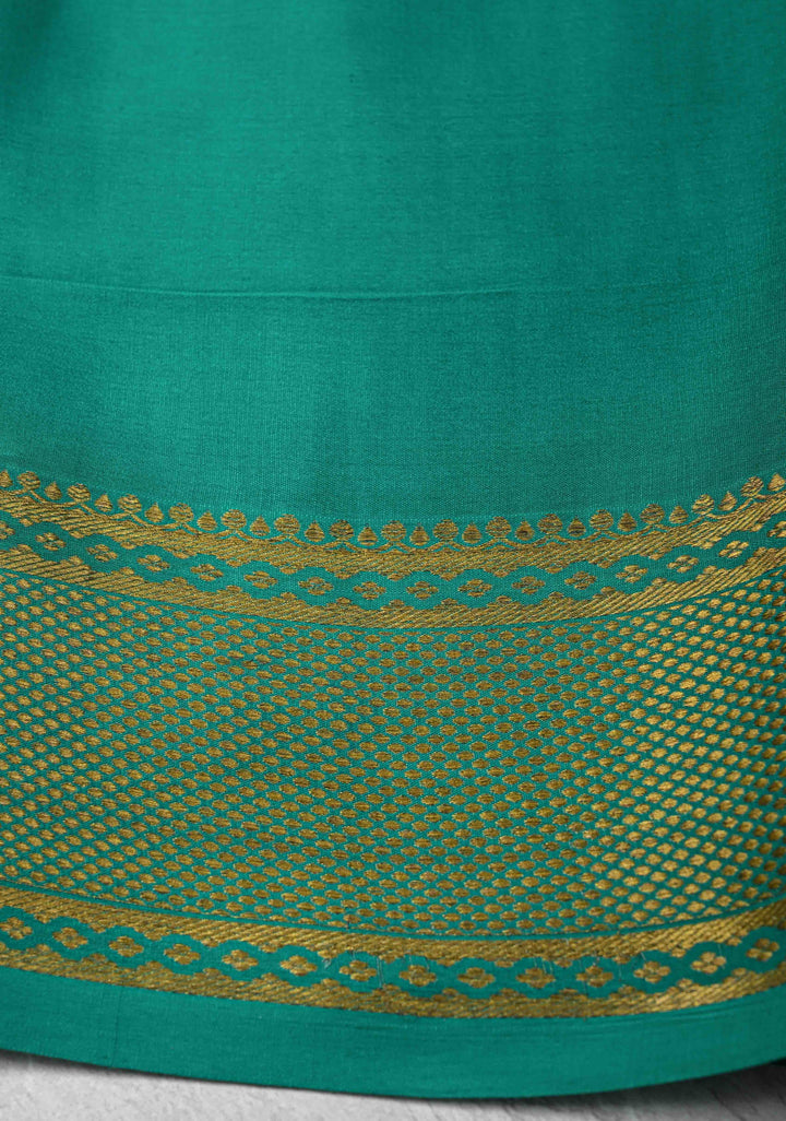 Dark Purple Mysore silk Saree With Ornate Zari Stripes And Contrast Border in KSIC Grade Thickness | SILK MARK CERTIFIED