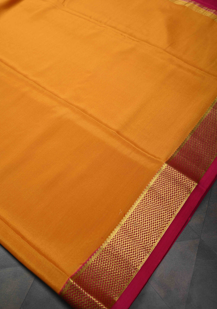 Mustard Yellow Mysore Silk Saree with Zari borders in Ksic Grade thickness | SILK MARK CERTIFIED