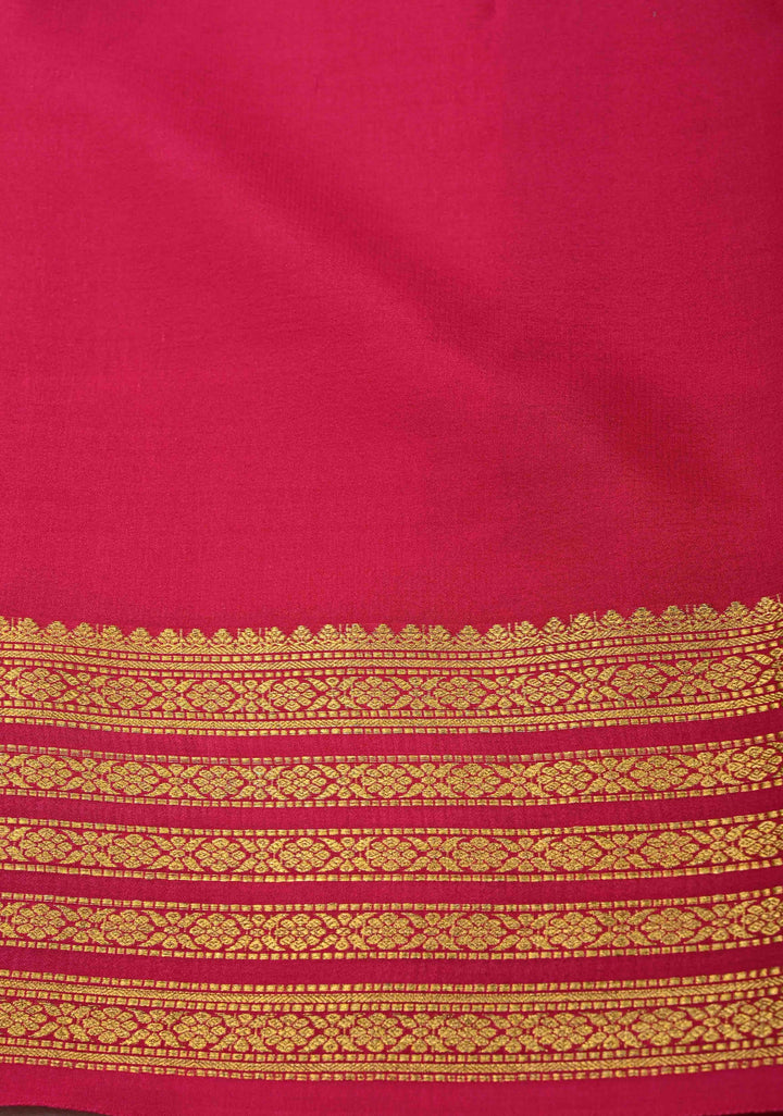 Ink Blue Mysore Silk Saree with Contrast Zari Borders in KSIC Grade Thickness | SILK MARK CERTIFIED