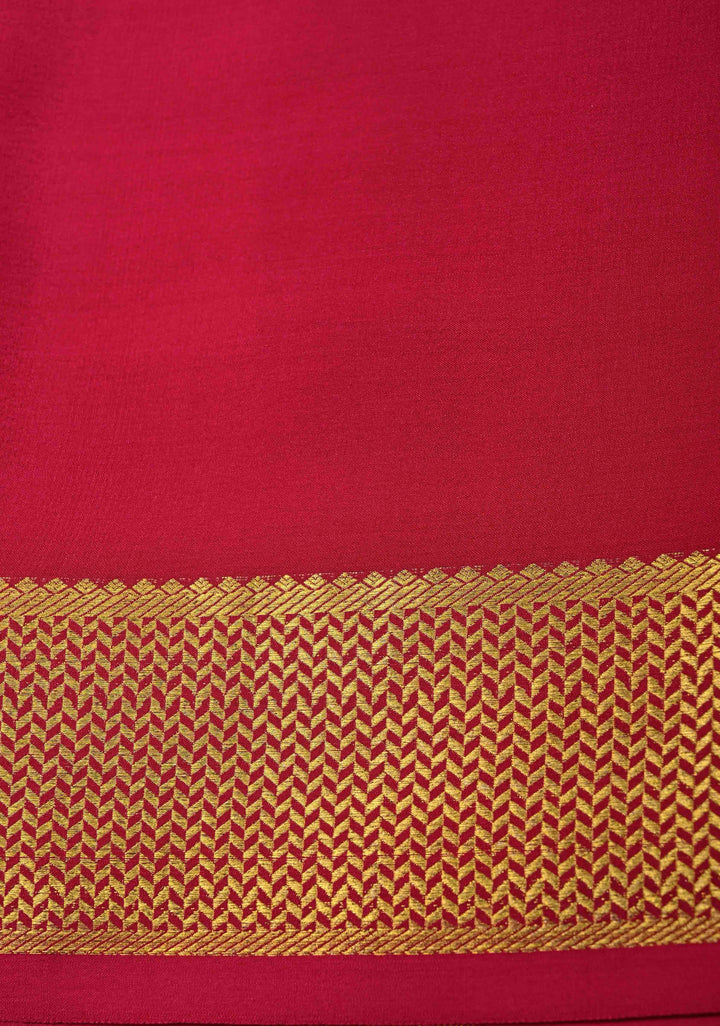 Ink Purple Mysore Silk Saree with Contrast Zari Borders in KSIC Grade Thickness | SILK MARK CERTIFIED