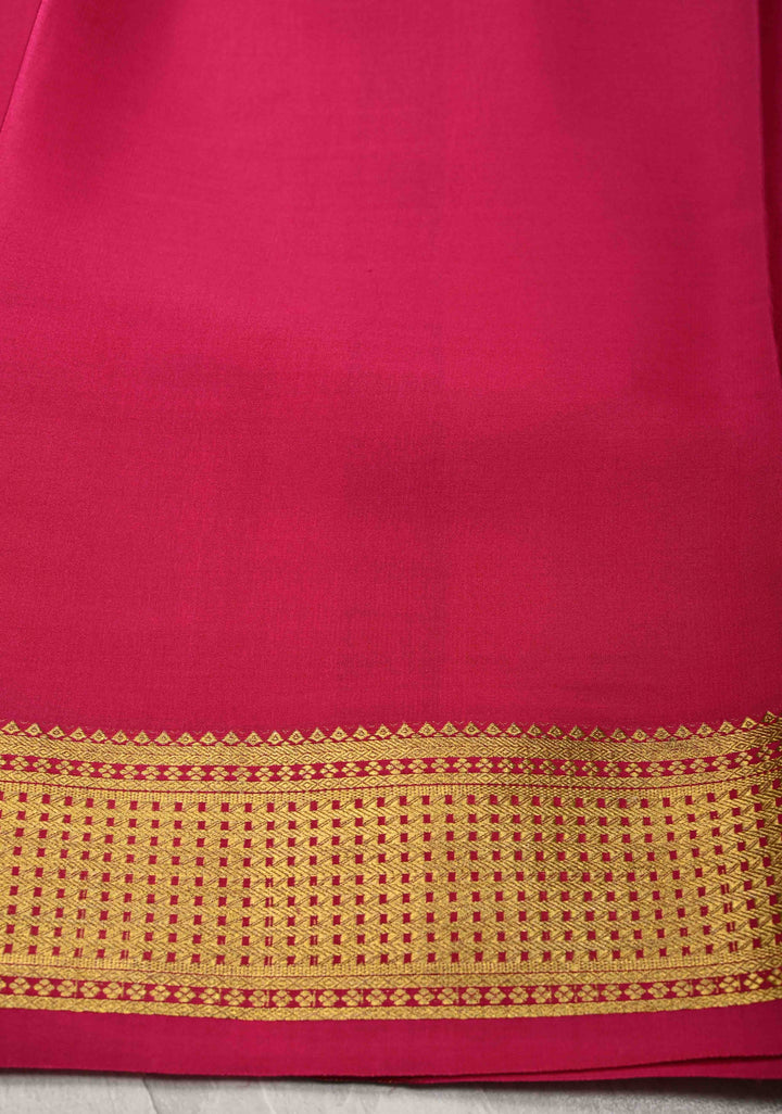 Ink Blue Mysore Silk Saree with Contrast Zari Borders in KSIC Grade Thickness | SILK MARK CERTIFIED