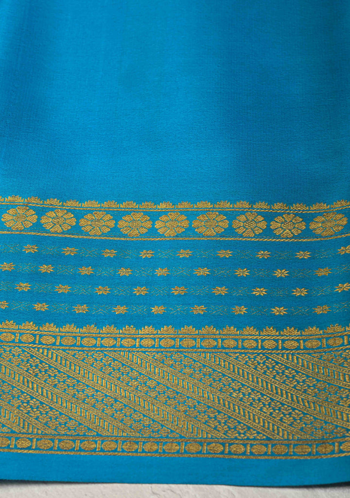 Jamuni Purple  Mysore Silk Saree with Contrast Zari Borders in KSIC Grade Thickness | SILK MARK CERTIFIED