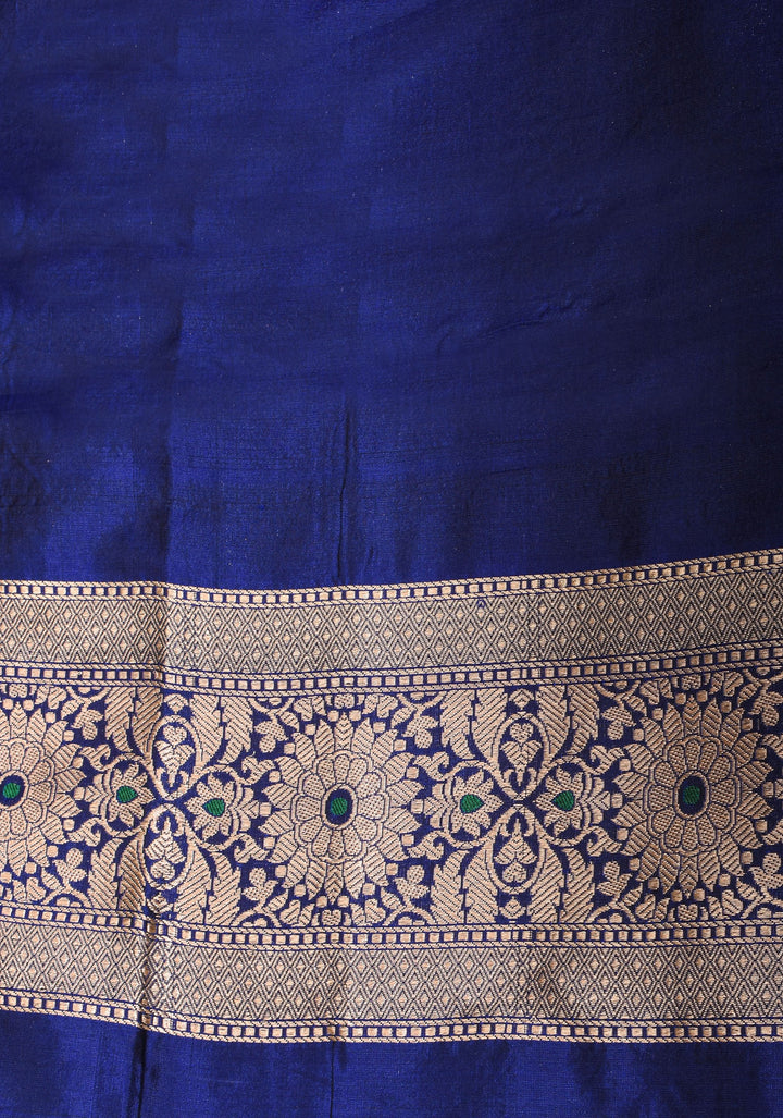 Blue Pure Katan Silk saree with Trendy Meenakari design and Zari borders | SILK MARK CERTIFIED