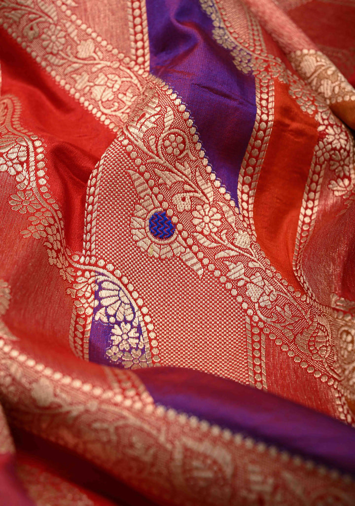 Multicolor Rangkaat Design jharoka and leheria Pattern  Banarasi Katan Silk Saree with Zari Border | SILK MARK CERTIFIED