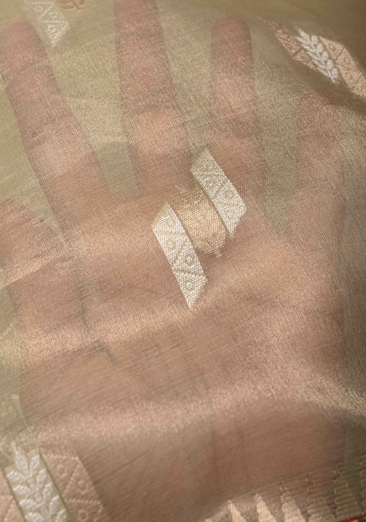 Pale lime green Pure Banarasi Tissue Organza Silk Saree with Sona Rupa Buttas and Meenakari Kadiyal Zari Border | SILK MARK CERTIFIED