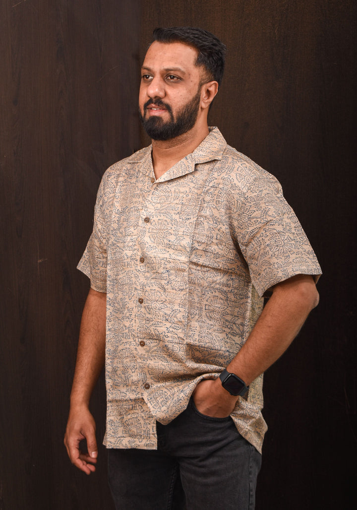 Pure Tussar by Cotton Natural Color Half Sleeves Shirt for Men