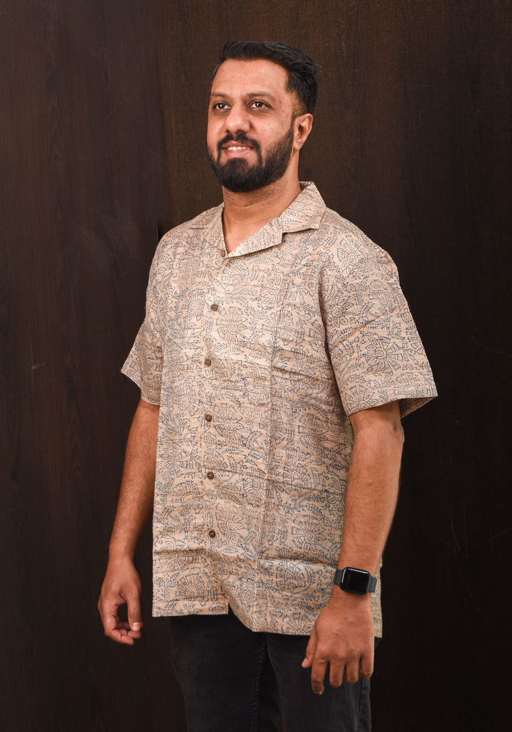 Pure Tussar by Cotton Natural Color Half Sleeves Shirt for Men