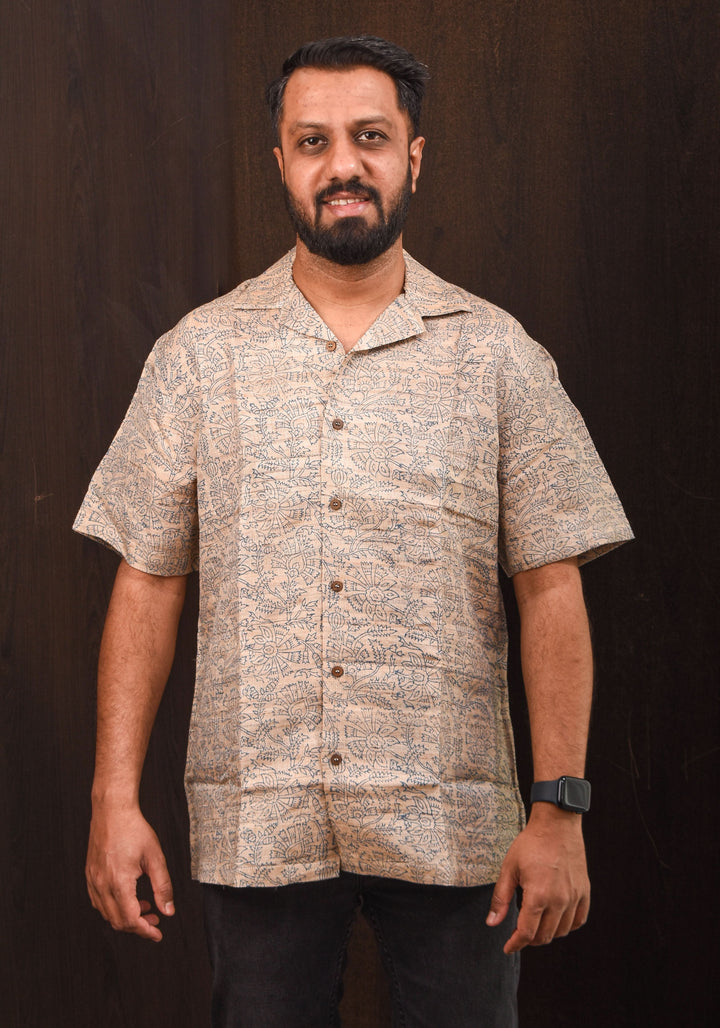 Pure Tussar by Cotton Natural Color Half Sleeves Shirt for Men