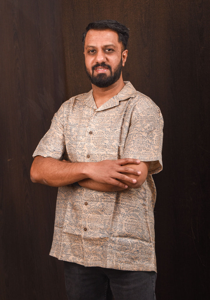 Pure Tussar by Cotton Natural Color Half Sleeves Shirt for Men