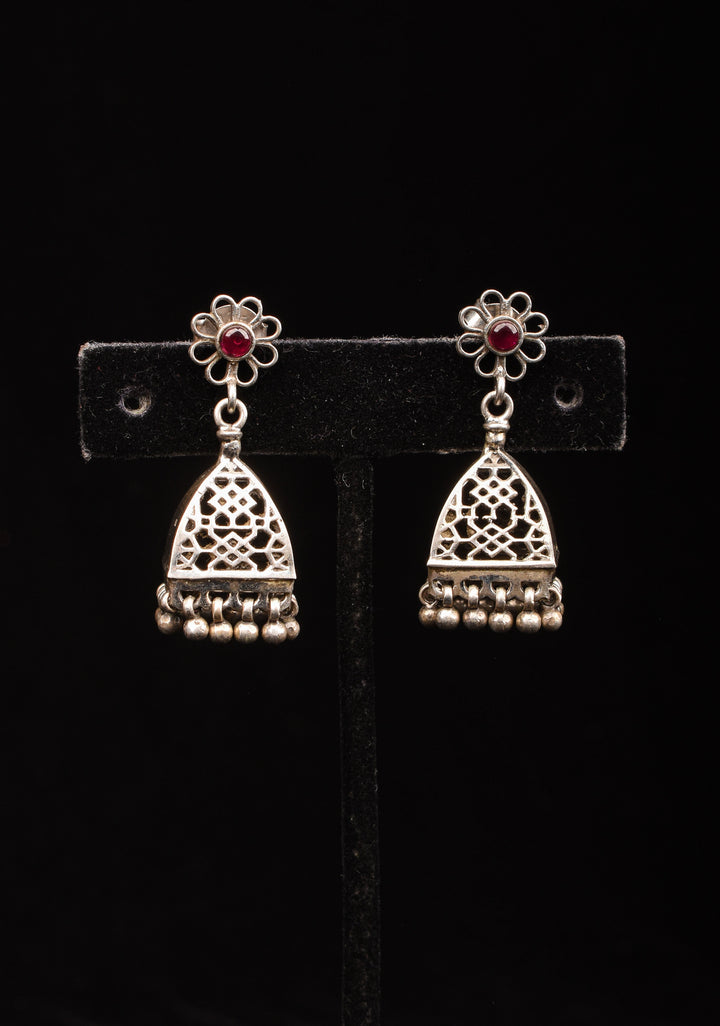 92.5 Silver Small Jhumkas with 2 side jaali