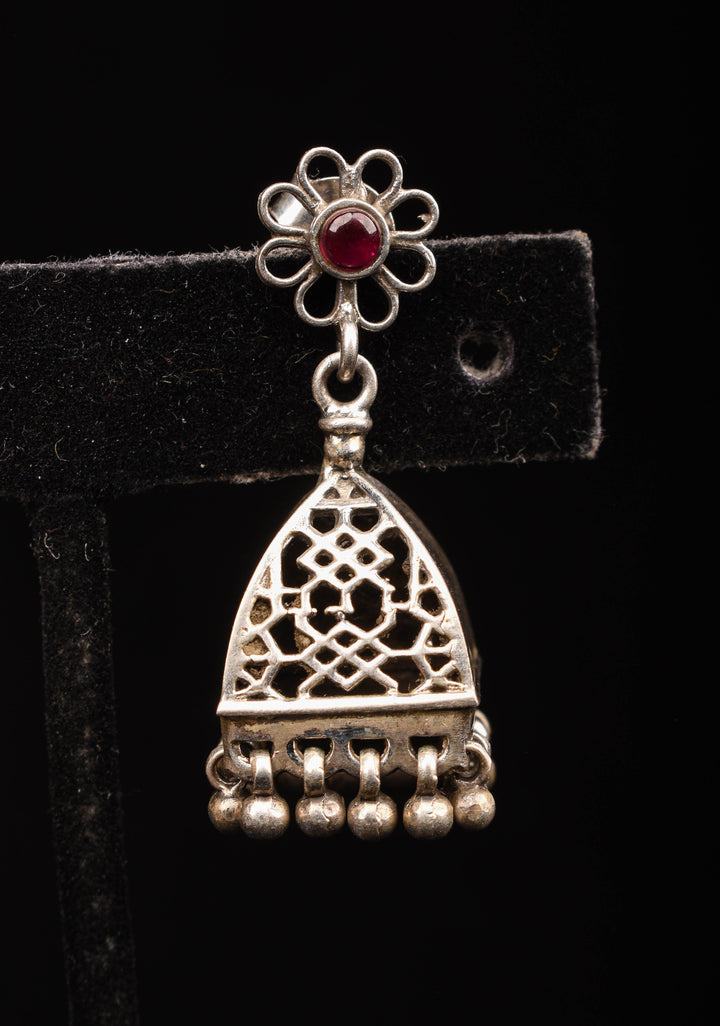 92.5 Silver Small Jhumkas with 2 side jaali