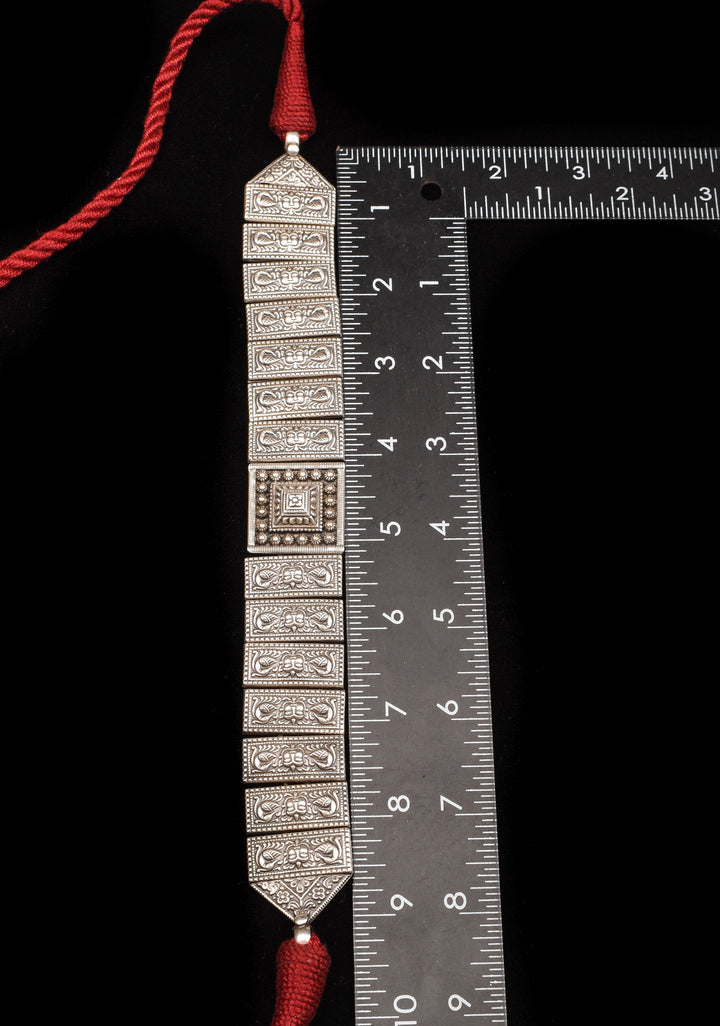92.5 Silver Keerti Mukha 15 Unit Choker with interconnected pieces in Antique Finish