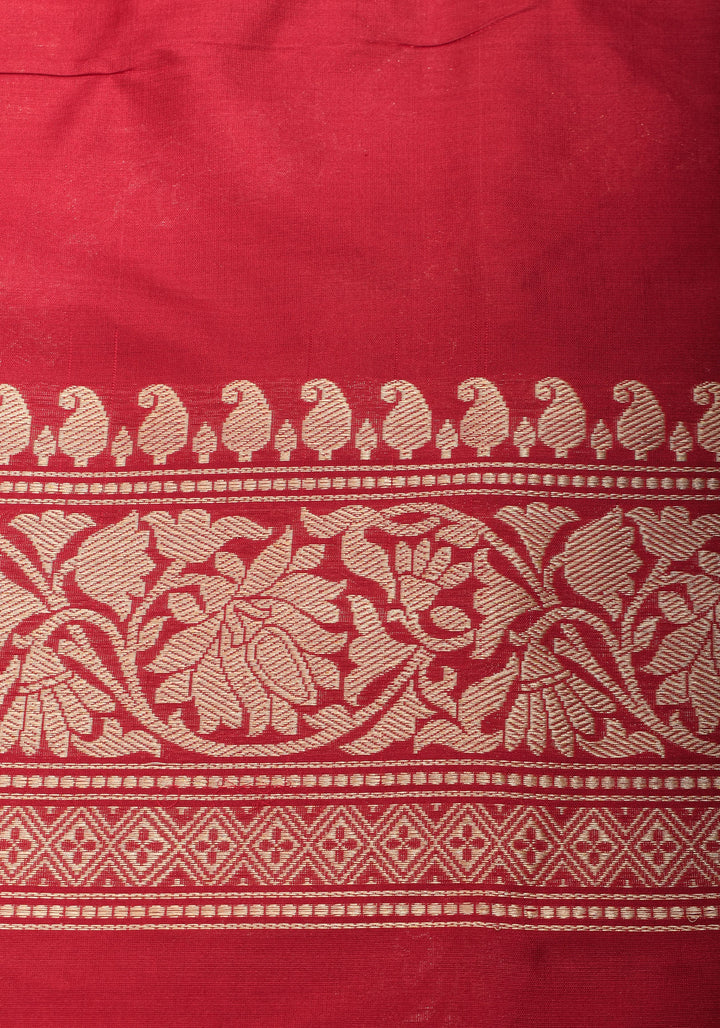 Exquisite Kadhuwa Jungla Alfi Leheria Saree in Blood Red | SILK MARK CERTIFIED