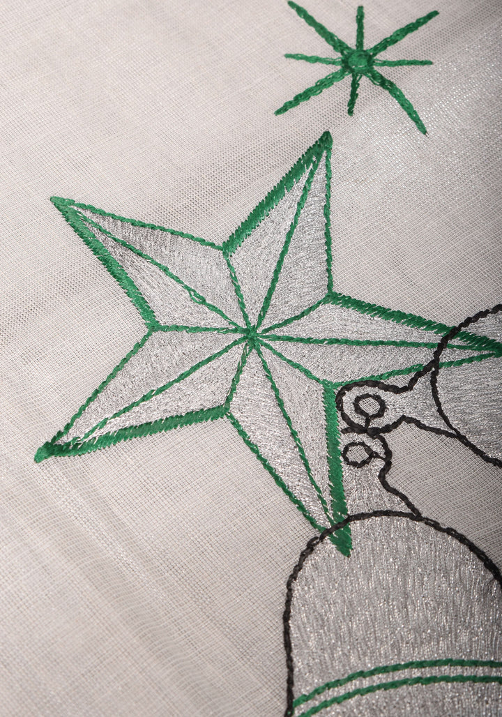 Kerala Tissue Cotton Saree with bells and stars motifs and Zari Border