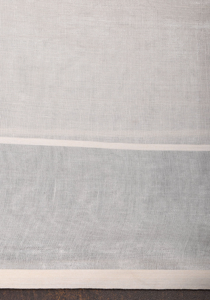 Kerala Tissue Cotton Saree with bells and stars motifs and Zari Border