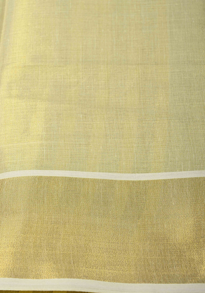 Tissue Cotton Saree with Elongated Temple Zari Motifs