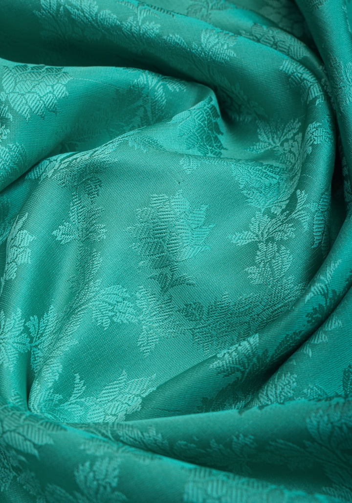 Authentic Tanchoi Jamawar Satin Silk Floral Saree in Soft  Blue with Zari Border | SILK MARK CERTIFIED