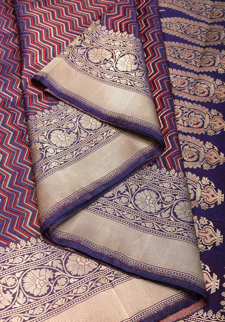 Banarasi Zari Brocade Pure Katan Silk Saree in Purple| SILK MARK CERTIFIED