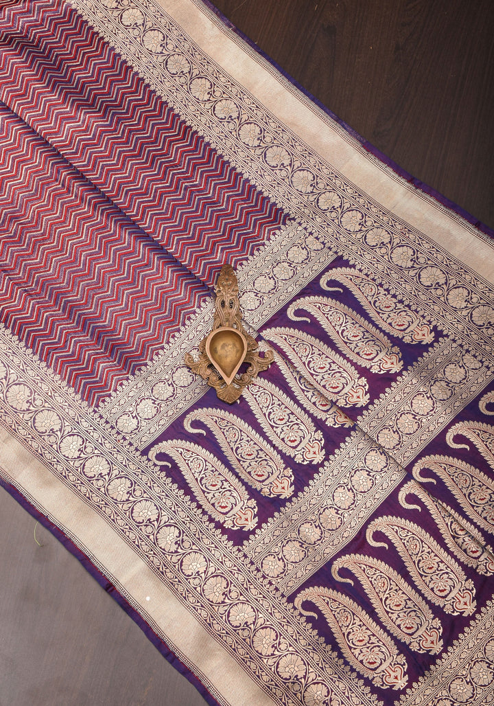 Banarasi Zari Brocade Pure Katan Silk Saree in Purple| SILK MARK CERTIFIED