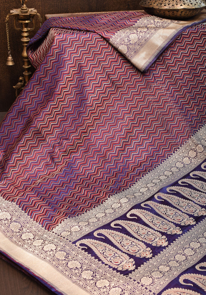 Banarasi Zari Brocade Pure Katan Silk Saree in Purple| SILK MARK CERTIFIED