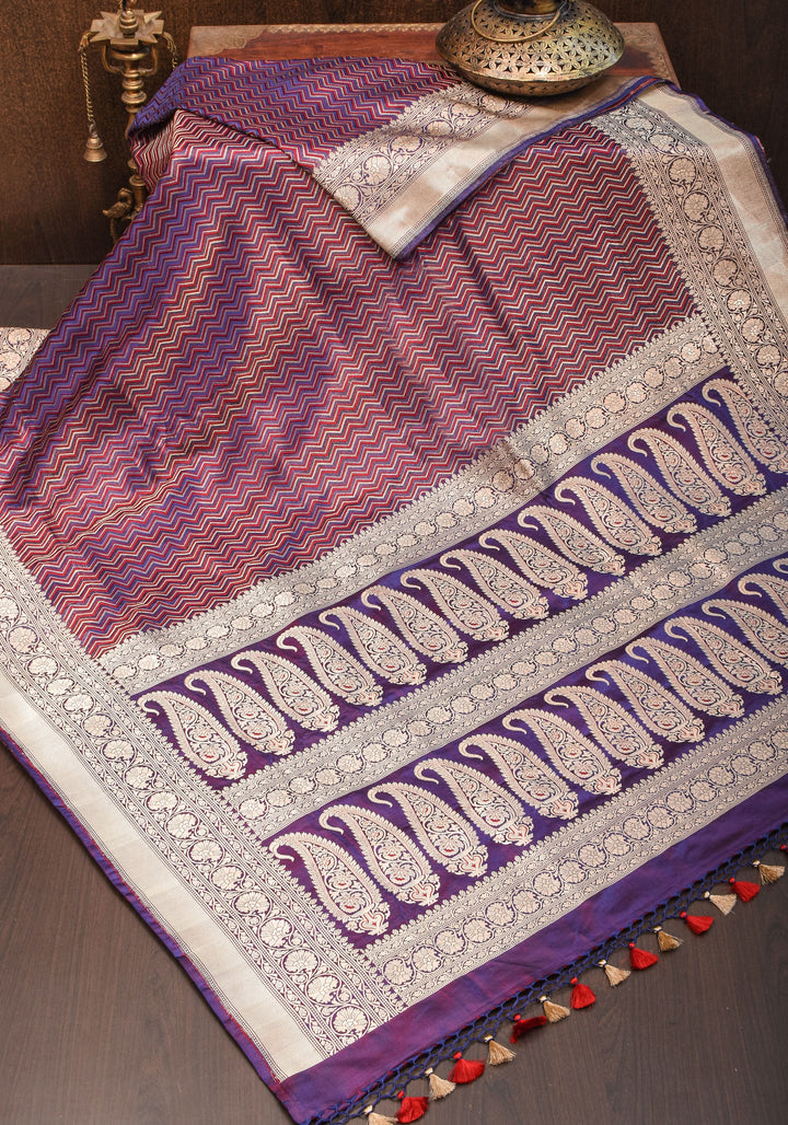 Banarasi Zari Brocade Pure Katan Silk Saree in Purple| SILK MARK CERTIFIED