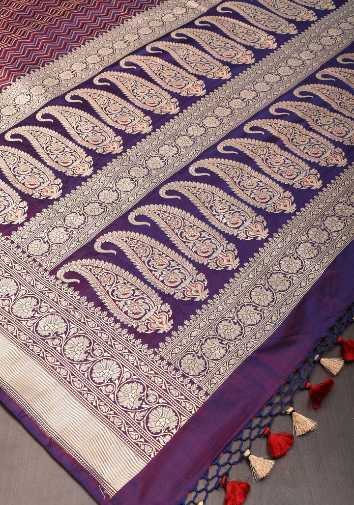 Banarasi Zari Brocade Pure Katan Silk Saree in Purple| SILK MARK CERTIFIED