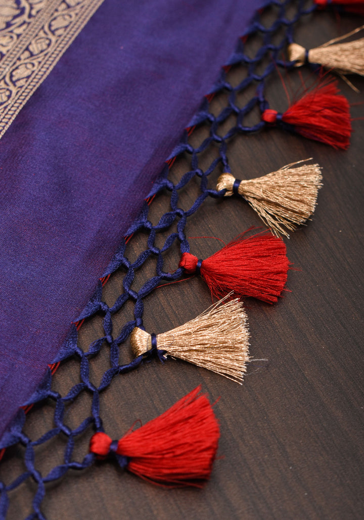 Banarasi Zari Brocade Pure Katan Silk Saree in Purple| SILK MARK CERTIFIED