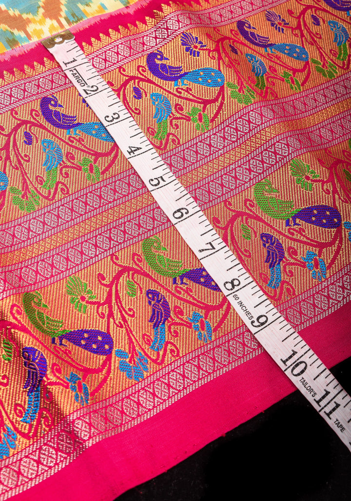 Exquisite Ikkat Patola Kanjivaram Saree with Paithani Style Wide Border | SILK MARK CERTIFIED
