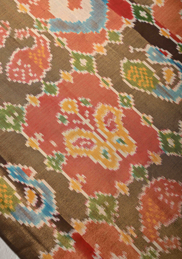 Ikkat Pochampally Pure Silk Tissue Saree with Patola Design and Tissue Border | SILK MARK CERTIFIED