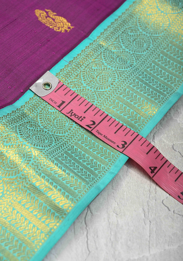 Korvai Jamuni Purple Kanjivaram Pure Silk Saree with Zari Buttas and Zari Border | SILK MARK CERTIFIED