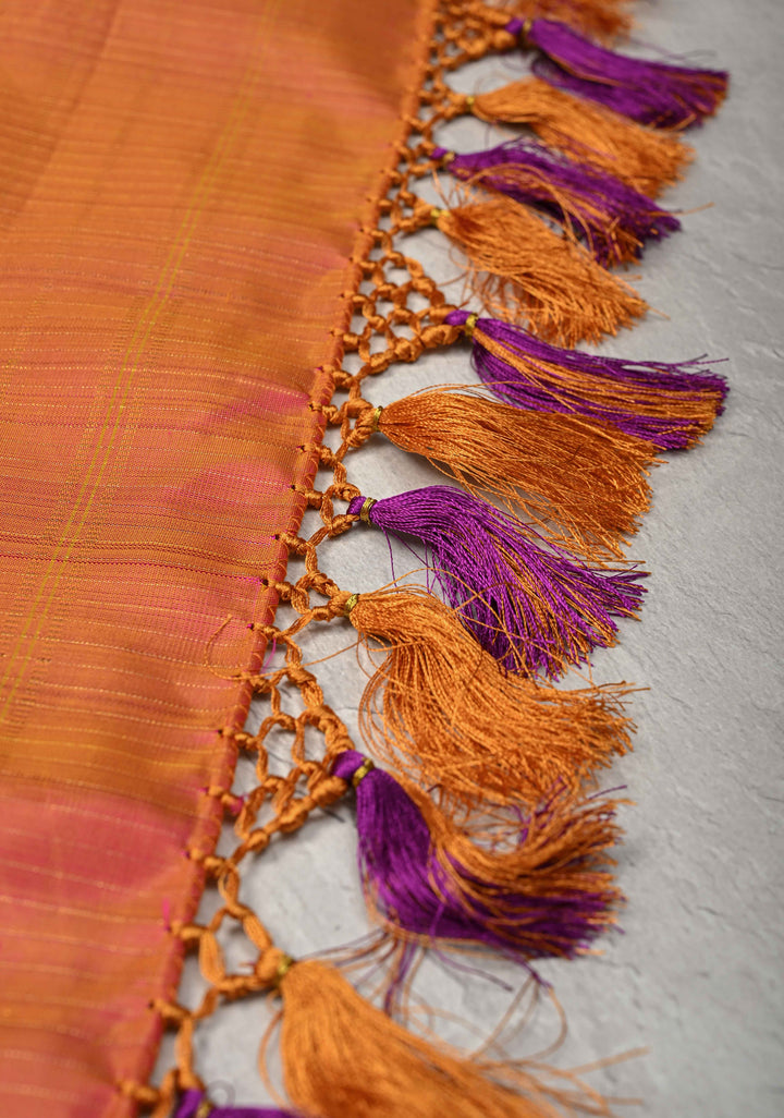 Zari Podi Kattam Purple Dual tone Kanjivaram Pure Silk Saree with  Zari Checks and Ganga Jamuna Rettaipet Border | SILK MARK CERTIFIED