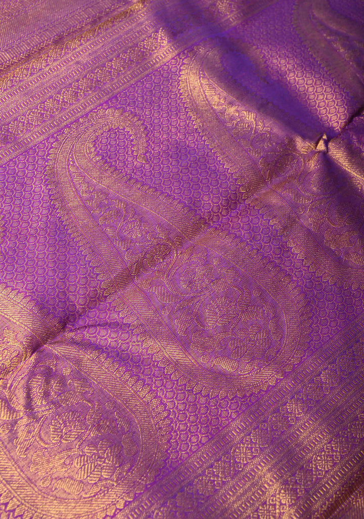 Parrot Green Kanjivaram Pure Silk Saree with Zari Buttis and Contrast Zari Border | SILK MARK CERTIFIED