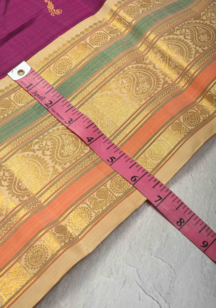 Vadamalli Purple  Kanjivaram Pure Silk Saree with Zari Buttis and Contrast Zari Border | SILK MARK CERTIFIED