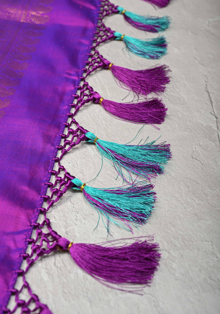 Aquamarine  Kanjivaram Pure Silk Saree with Peacock Buttas and Zari Border | SILK MARK CERTIFIED