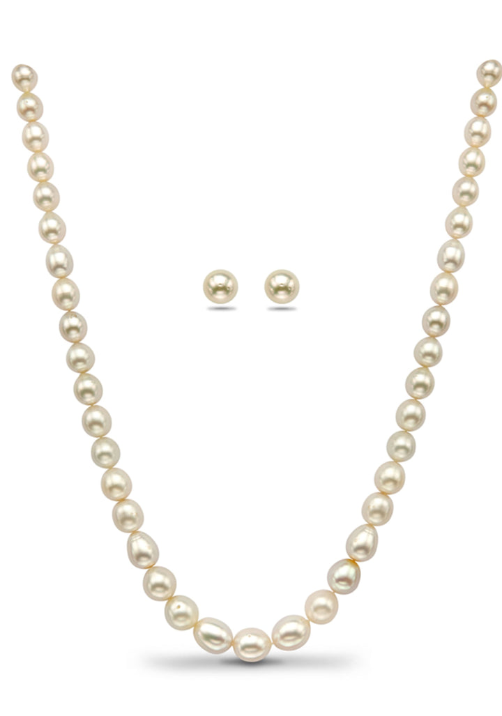 18" Elegant Cream South Sea Pearls 9-12mm Necklace Set