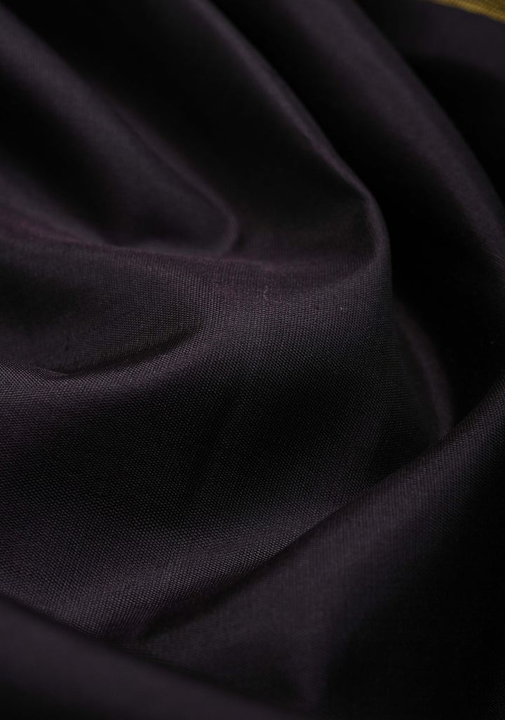 Authentic Kanjivaram Silk Saree in Beetlenut Black Tone with Gold Temple Border with Grand Pallu and Zari  | SILK MARK CERTIFIED