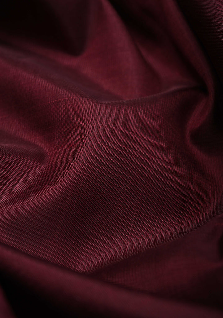 Plum Pure Kanjivaram Silk Saree with Zari Temple Borders | SILK MARK CERTIFIED