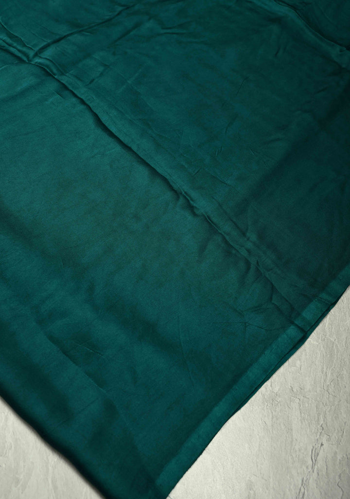 Peacock Green Mono Color Modal Silk Saree with Lagda Patta zari pallu