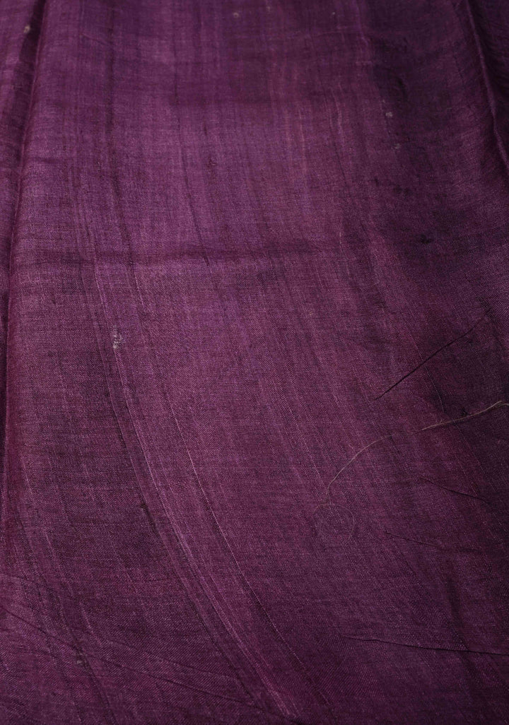 Black Jari Tussar Silk saree with Ajrakh Handblock Print and Sita Face Handpainting motifs on Pallu | SILK MARK CERTIFIED