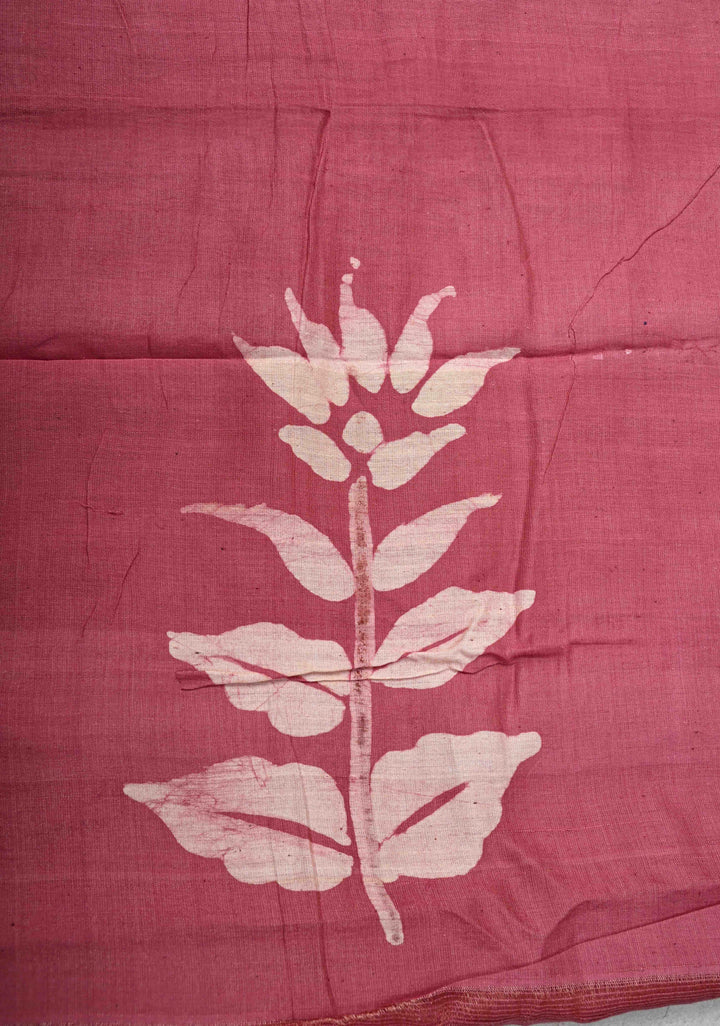 Onion Pink Tussar Silk Saree with Hand Block Print