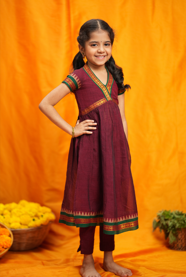 Avanti Maroon Kids Anarkali Mini | Made To Order