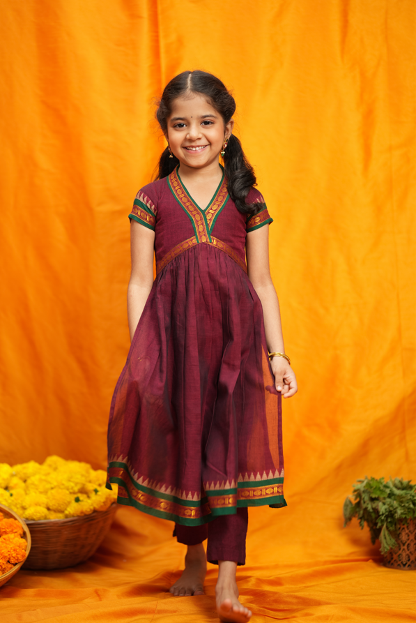 Avanti Maroon Kids Anarkali Mini | Made To Order