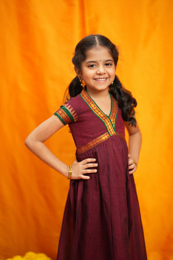 Avanti Maroon Kids Anarkali Mini | Made To Order