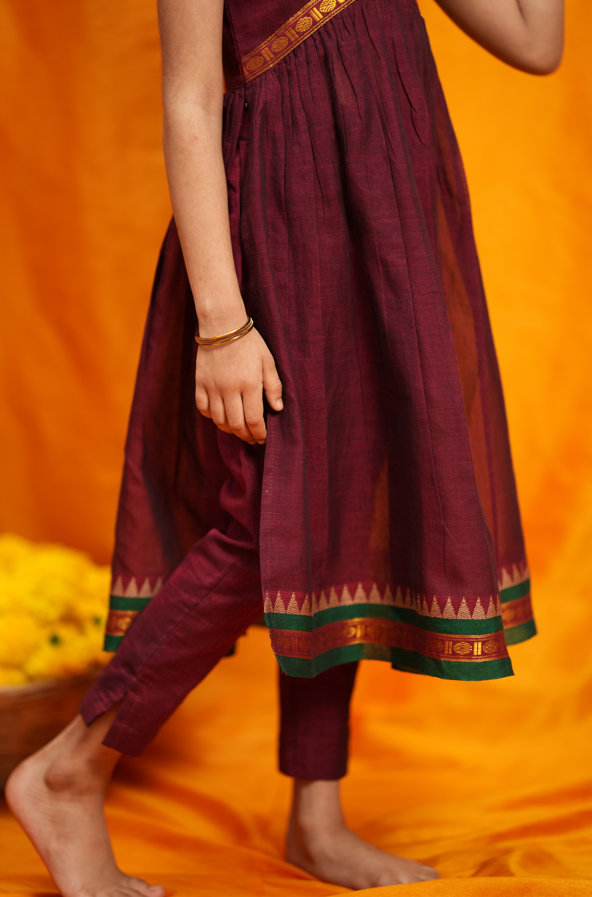 Avanti Maroon Kids Anarkali Mini | Made To Order